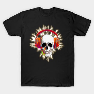 Skull with headphones, music, cool, colorfull T-Shirt